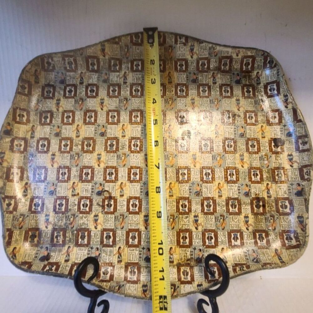 1960s Alfred E. Knobler Egyptian Hieroglyphic Pressed Paper Mache Serving‎ Tray - Picture 4 of 9